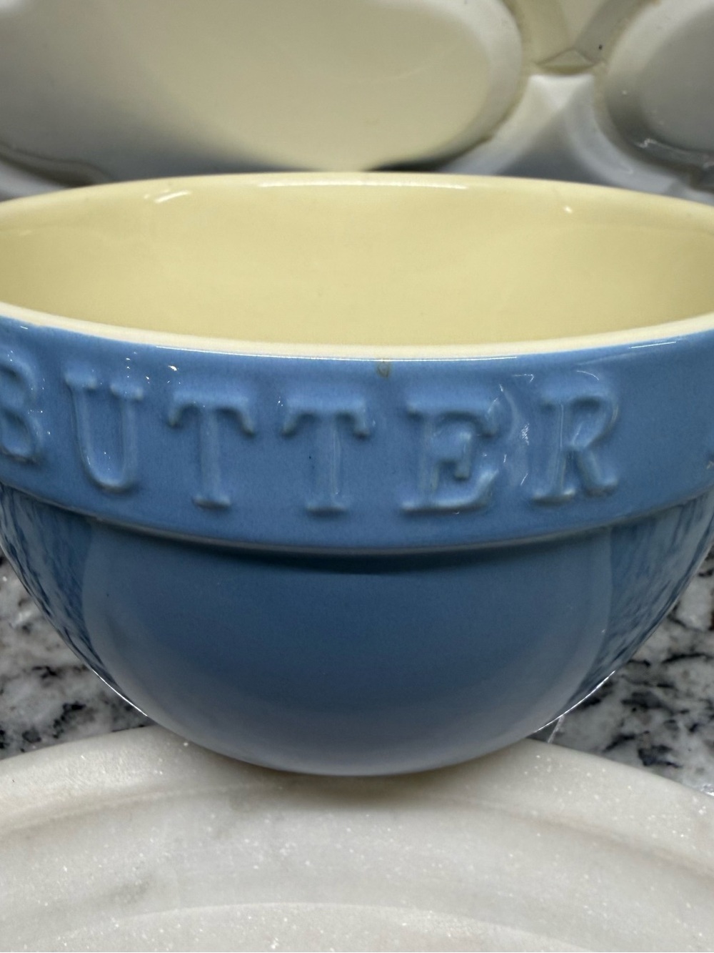 Vintage At Home America “Baker’s Basics” Light Blue  5" Mixing Bowl  "BUTTER"